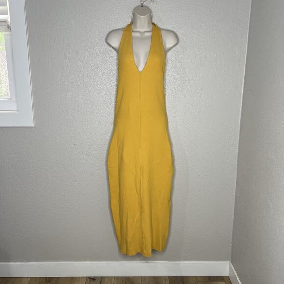 Free People Mustard Halter Midi Dress - Picture 4 of 11